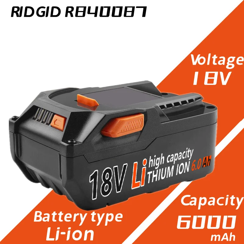 

3rd-Generation Lithium 6000mAh 18V Replacement Battery for Ridgid 18V Cordless Power Tools Lithium Ion R840084 R840087 Battery