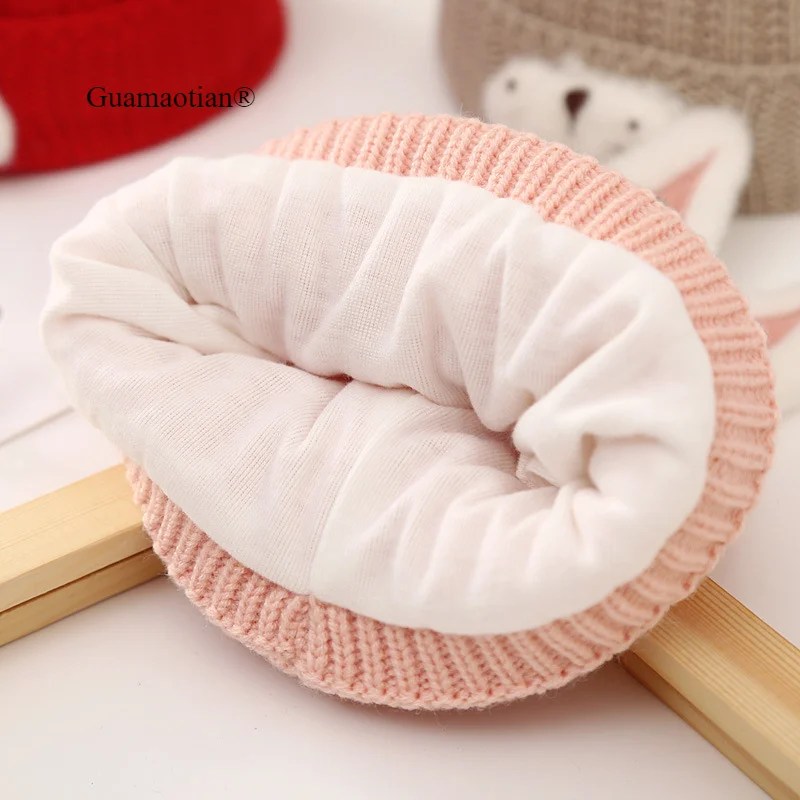 2024 New Winter Newborn Baby Hats for Boys Girls Cute Bunny Knit Beanie Hat Double-Layer Warm Infant Caps Accessories 0-6M