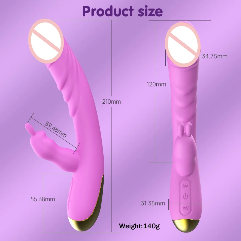 2 in 1 Heating G Spot Rabbit Vibrator For Women Clitoris Nipple Dual Stimulator Vagina Massager,Sex Toys For Female Masturbator