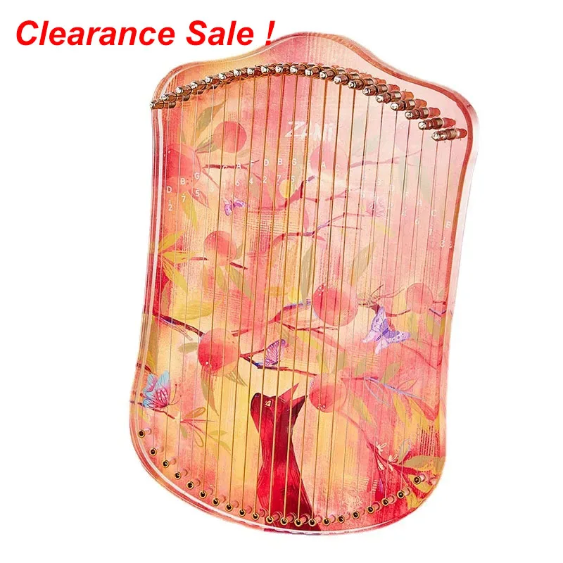 17 Strings Lyre Harp Transparent Cat Whale Deer Pattern Lyre Piano Harp Musical Instrument With Tuning Lever For Music Lover