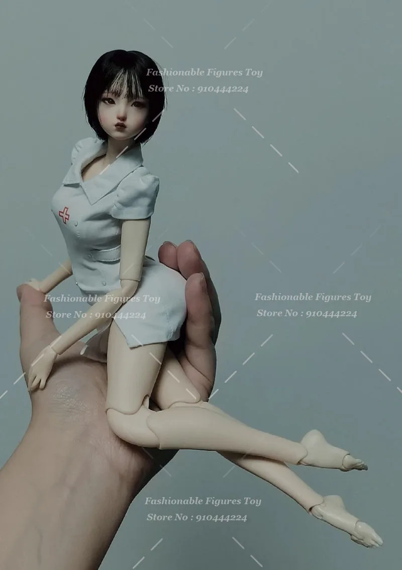 

1/6 Women Soldier White Nurse Dress Short Sleeve Side Slit Skirt Sexy Tight Cosplay Lingerie Uniform Fit 12" Action Figure Model