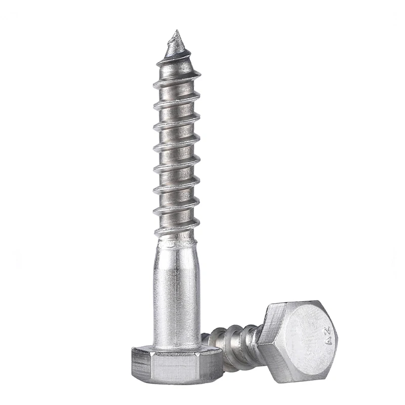 M6 A2-70 304 Stainless Steel External Hex Self Tapping Screws Extended Wood Screws Hardwood Thread Bolts For Woodworking