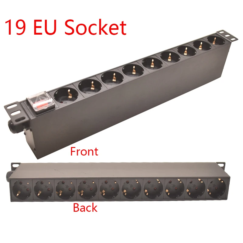 PDU Cabinet Sockets Power Strip Power Distribution Unit 19ways EU Socket Output Switch 2meter Cord Aluminum Alloy shell
