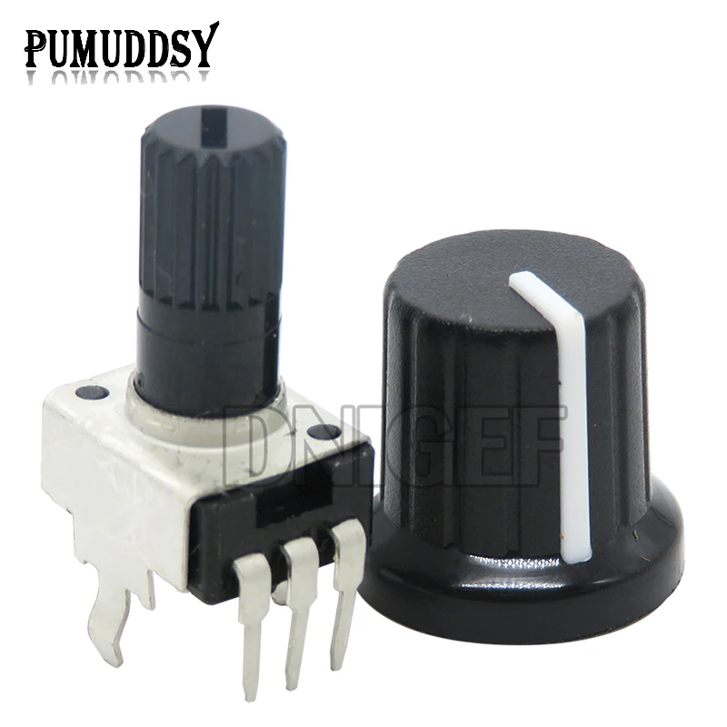 5Set=10PCS RV09 Vertical 1K ~ 500K Ohm Adjustable Resistor 3pin Seal Potentiometer For Arduino With Knob White Cap (5PCS+5PCS)