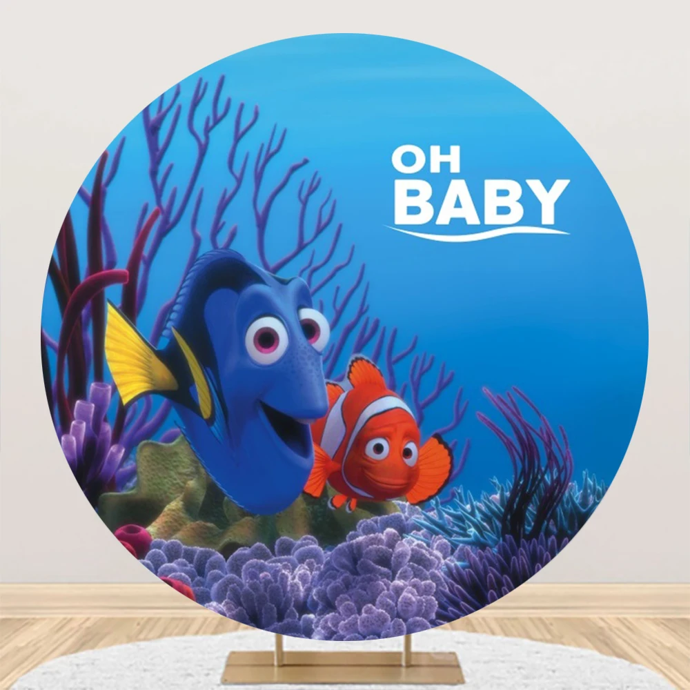 Disney Finding Nemo Shark Dory Round Photo Backdrop Backgrounds For Photographs Baby Shower Birthday Party Decoration Photozone