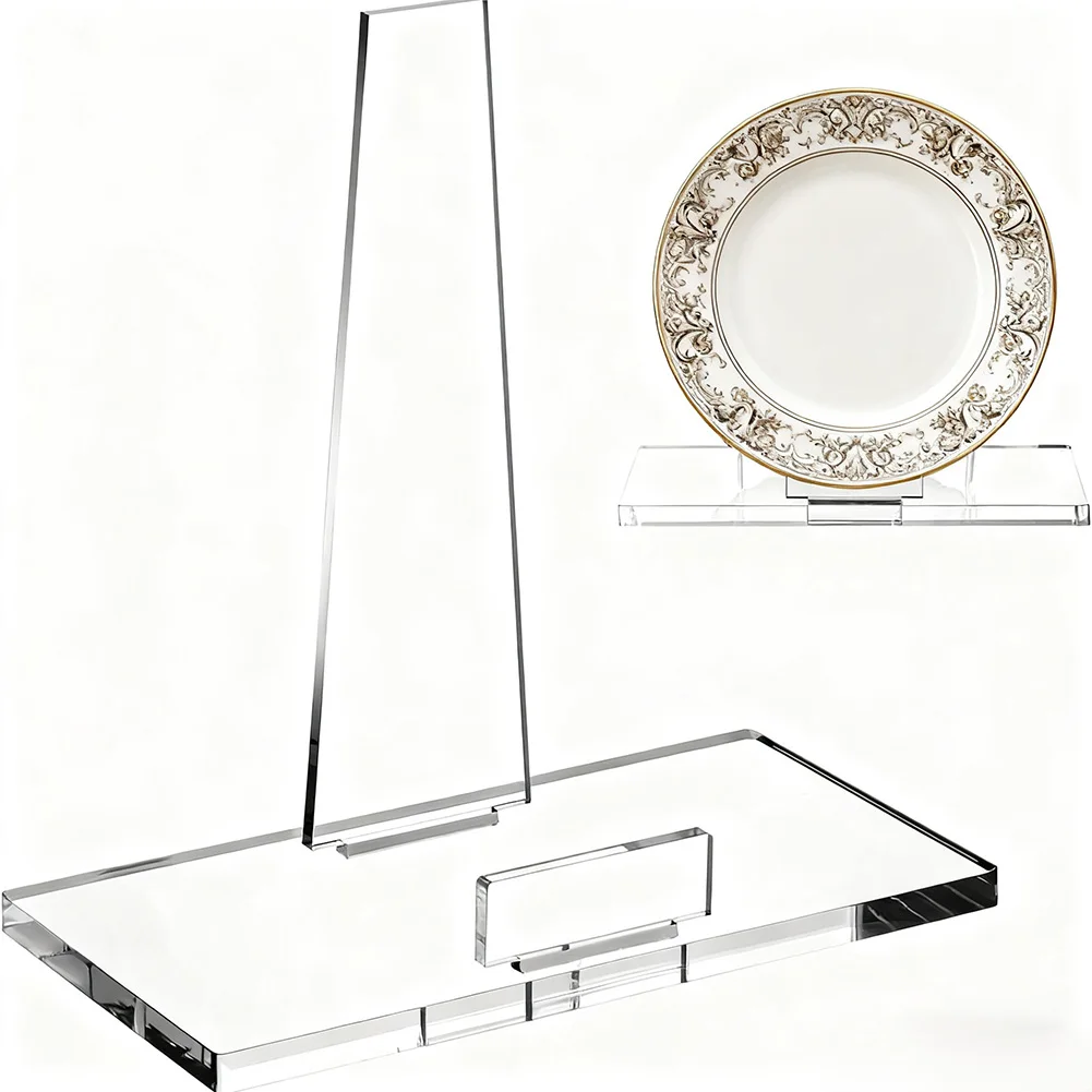 8 Inch Acrylic Display Stand with Four Non Slip Pads and Triple Transparent Plates Providing Stable and Secure Support