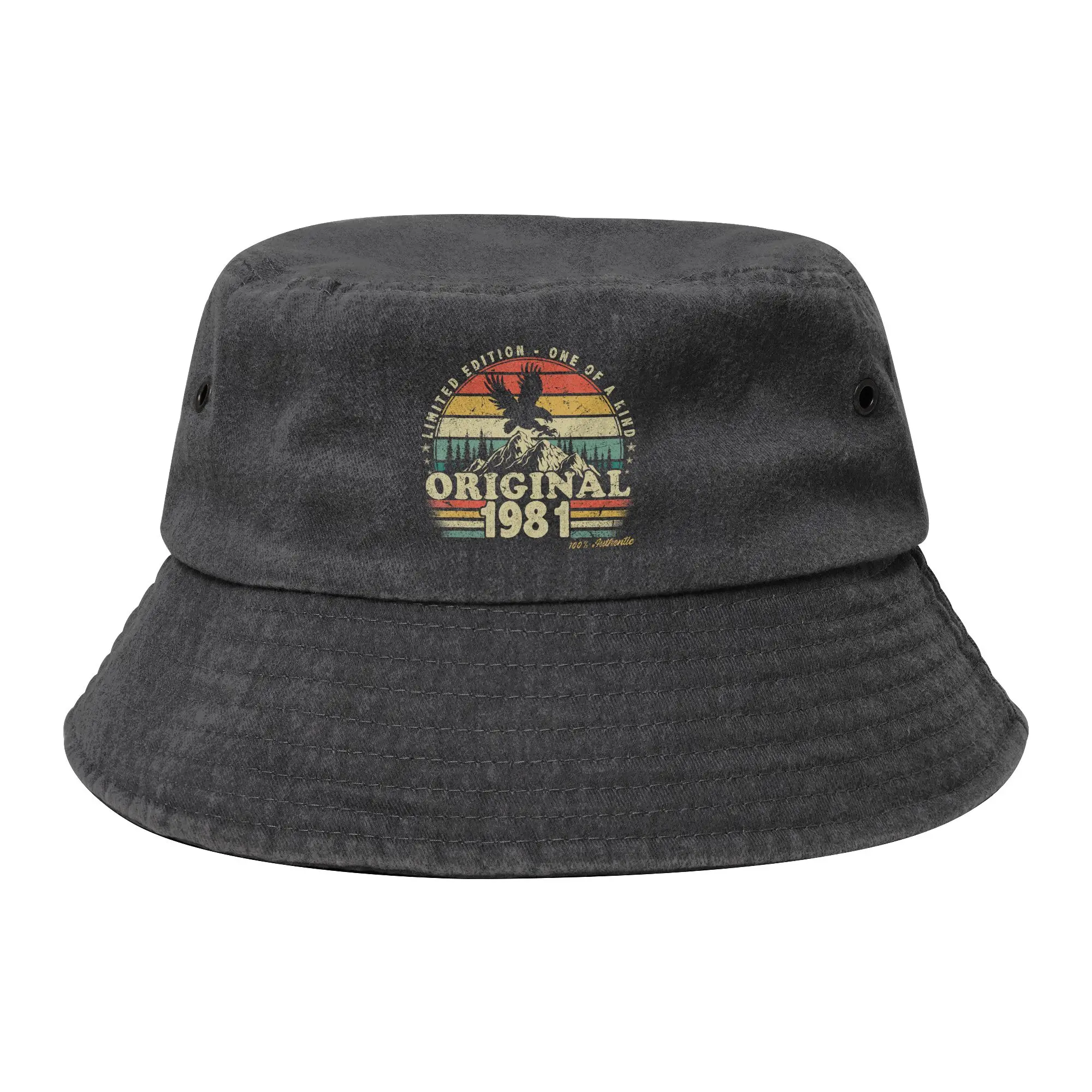 Unisex Distressed Cotton Bucket Hat 1981 Limited Edition Outdoor Fishing Caps  45th Birthday Bob Hat Gifts Idea