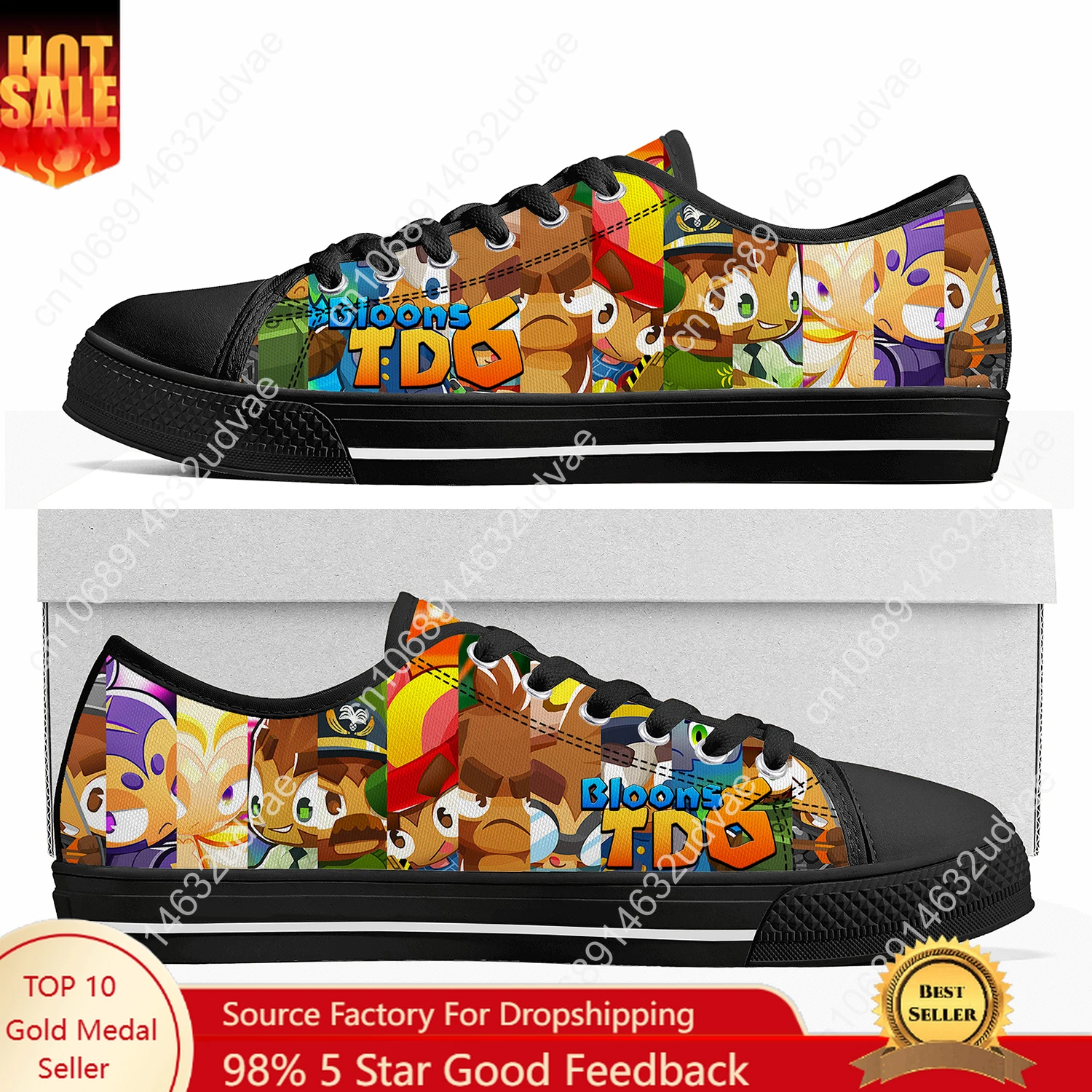 

Bloons TD6 Low Top Shoes Men Women Teenager Sneakers Canvas High Quality Sneaker Casual Customized Couple Shoe Black Sole