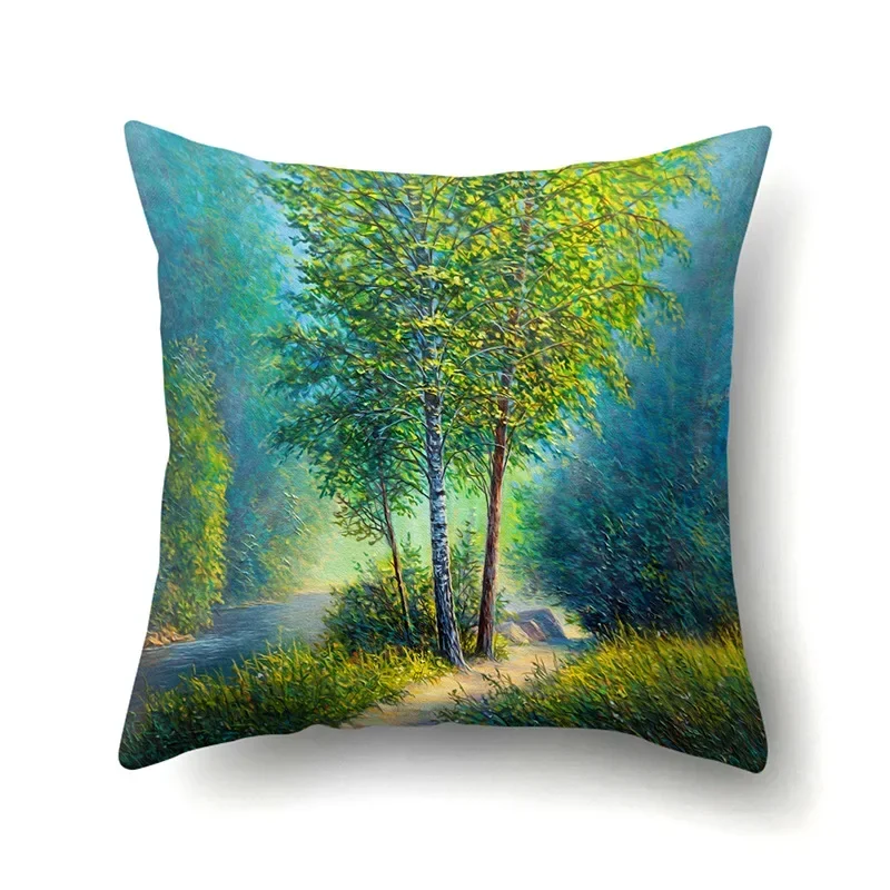 Four Seasons Scenery Decoration Pillow Case Printing Snowflake Christmas Sofa Decoration Cushion Cover 45*45cm