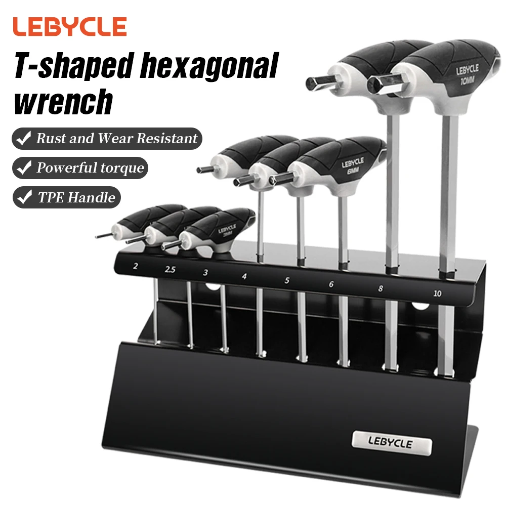 LEBYCLE Hex Key Allen Wrench Hand Tool 2 2.5 3 4 5 6 8 10mm Universal Quick Snap Adapter 2 In1 Ball Flat Head Chrome Vanadium St