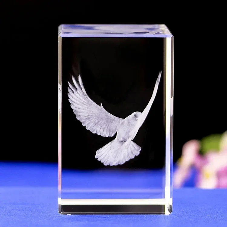 K9 Crystal Laser 3D Internal Sculpture Inter-engraving Pigeon Mini Creative Gift Office Desk Home Decoration Crafts Peace Dove