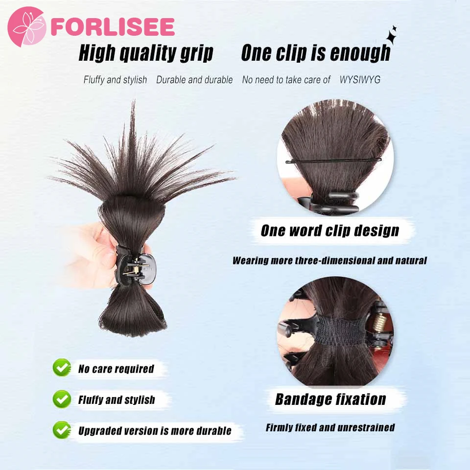 FOR Chicken Nest Ball Head Wig Female Clasp Clip Bowknot Spicy Girl Style Fluffy High Horse Tail Fluffy Natural Wig Contract