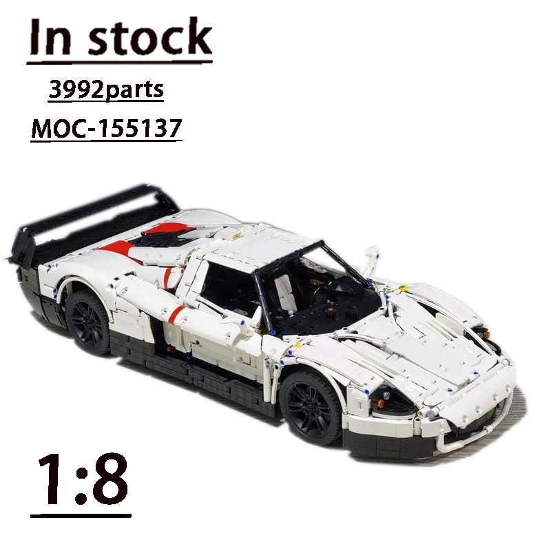 MOC-155137 White New Supercar 1:8 Car Splicing Building Block Model • 3992 Parts Building Blocks Boy Kids Birthday Toy Present