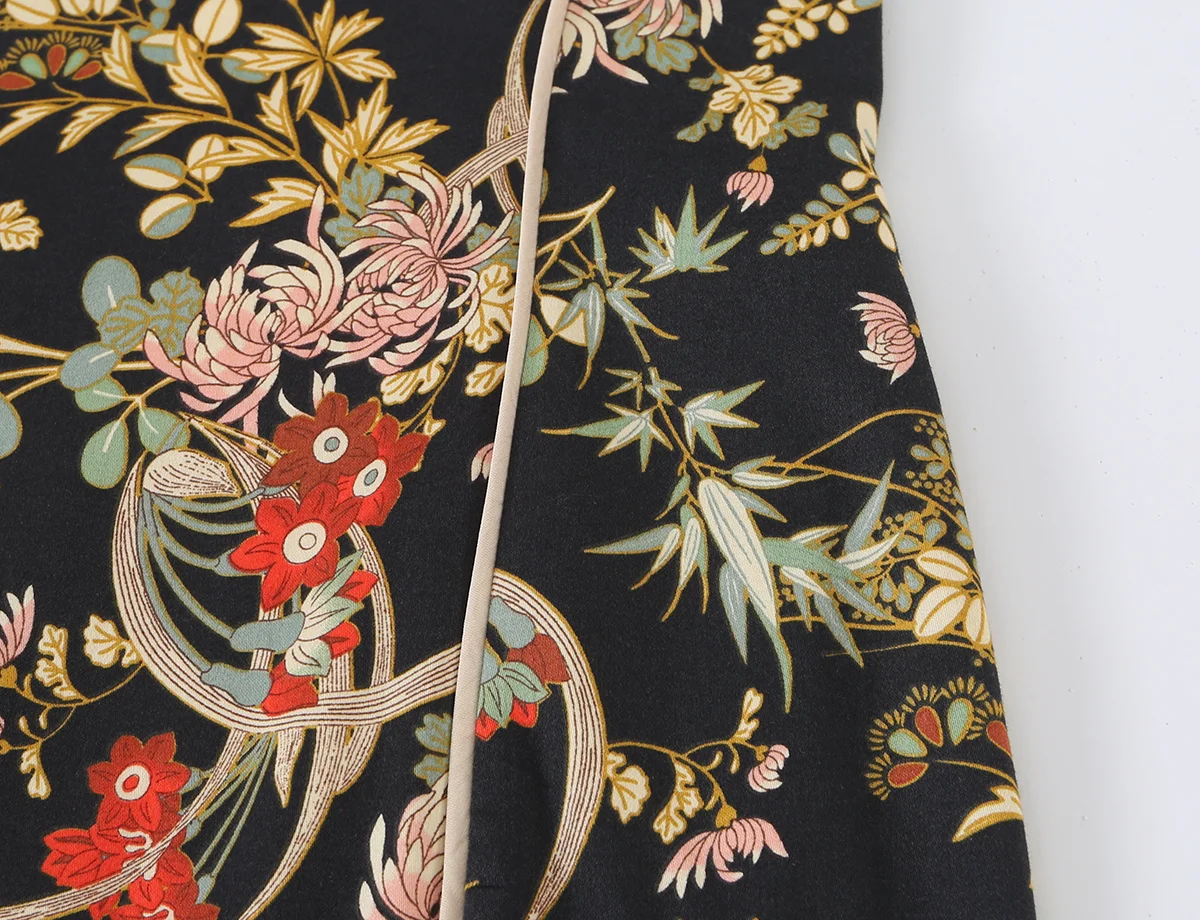 TFMLN Elegante Neckholder-Kleider für Damen 2026 Bedruckte Rückenfreie Qipao Midi-Kleider Vintage Chinesischer Stil Ärmellose Partykleidung – Detail 6