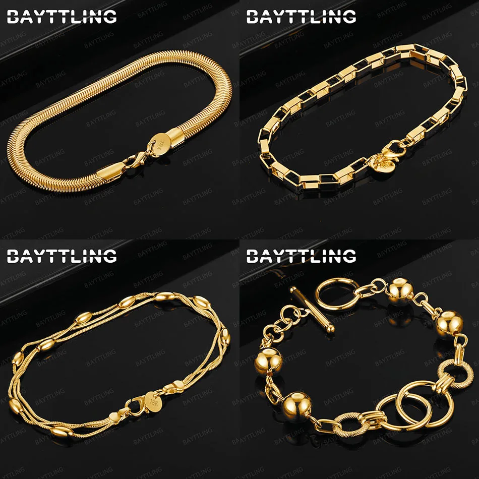 

Fashion 925 Sterling Silver 18K Gold Delicate Round Geometric Bracelet Women's Jewelry Wedding Accessory Elegant Gift