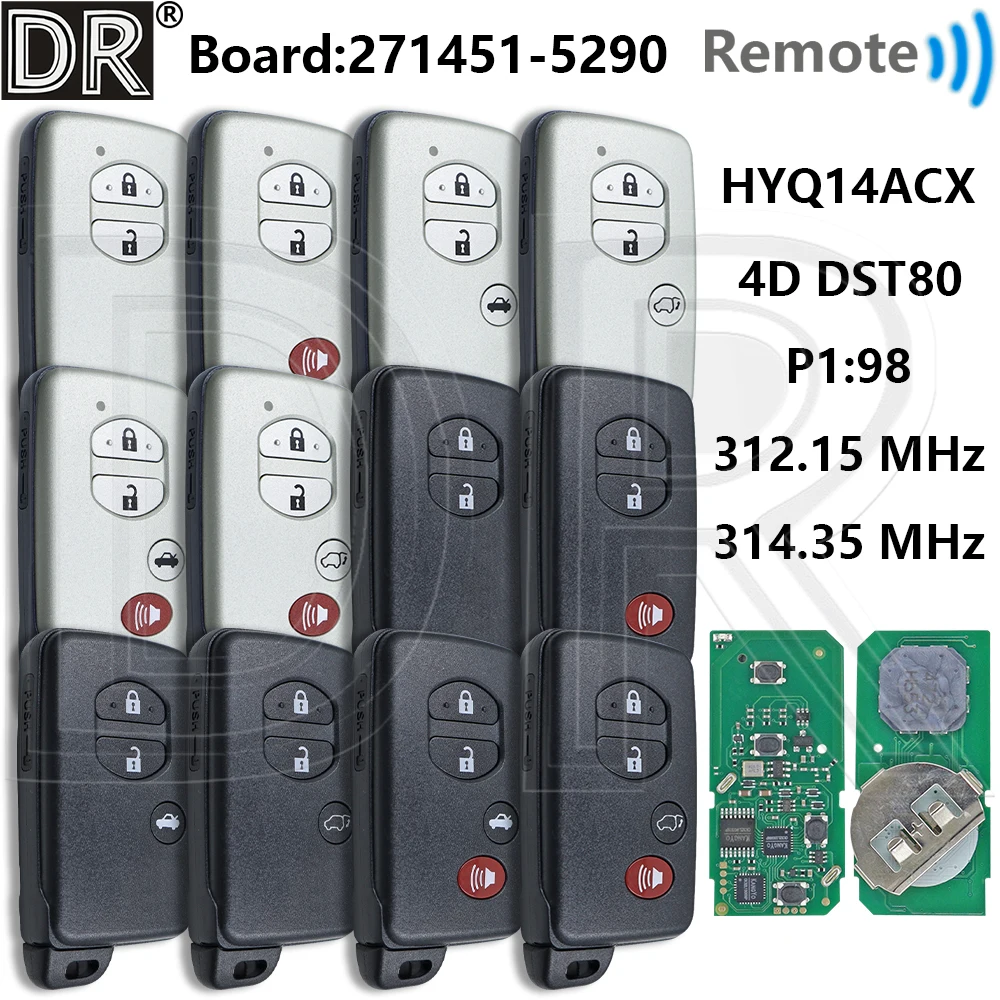 

Отличный 271451-5290 4D чип 312/314 МГц HYQ14ACX автомобильный дистанционный ключ для Toyota Venza Prado RAV4 Highlander Prius C Prius V 4Runner Reiz