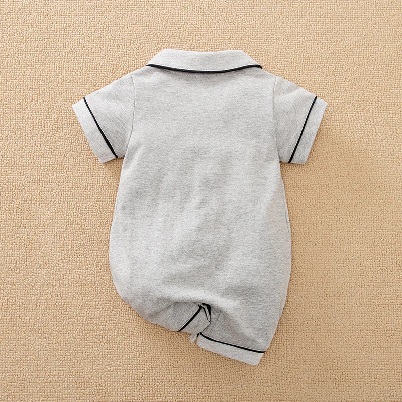 0-18M Baby Boys Girls Pajamas gray cotton summer Newborn Infant short sleeve jumpsuit Comfortable high quality baby clothing