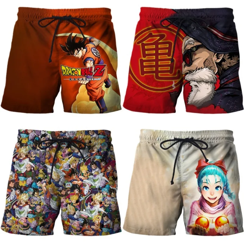 Пляжные шорты Dragon Ball Z с аниме-фигуркой Сон Гоку, пляжные шорты с принтом, купальник, мужские спортивные шорты для отдыха на открытом воздухе, мужские плавки