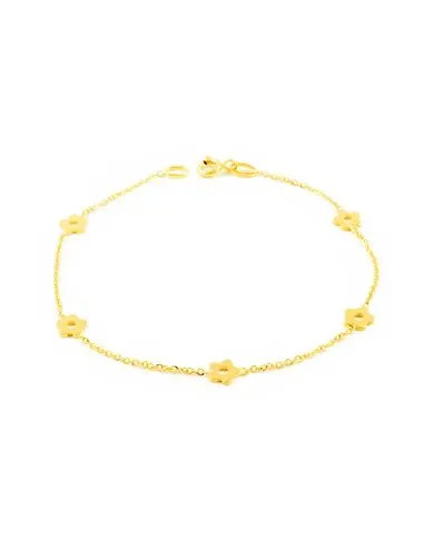 Bracelet yellow gold daisies smooth openwork in shine