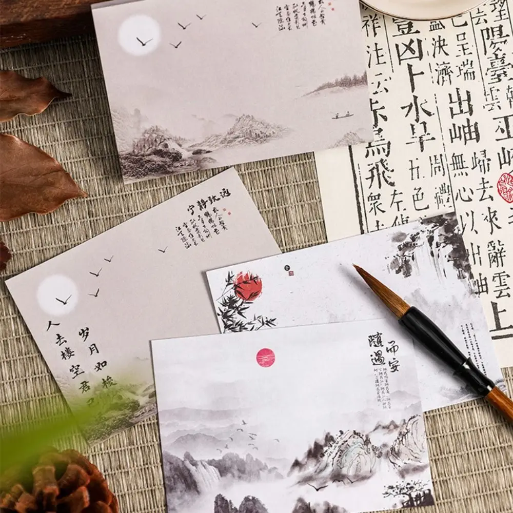 Fashion 180Sheets Chinese Style Note Paper Landscape Blank Writing Notepad Flower Handheld Message Paper Office