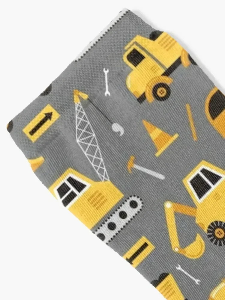 Construction Trucks on Gray Socks bright garter tennis funny gifts funny gift Woman Socks Men's