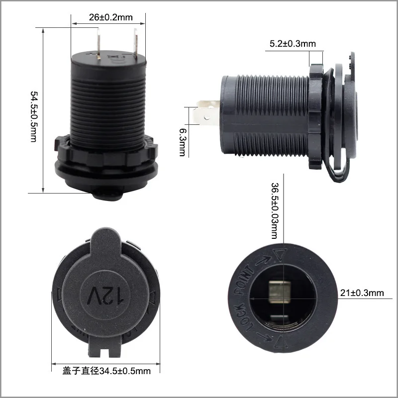 Auto Sigarettenaansteker Socket 12V-24V Waterdichte Stekker Stopcontact Adapter Voor Marine Boot Motorfiets Rv Atv