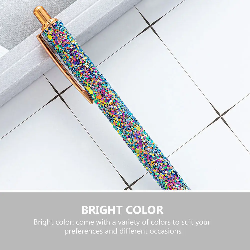 

7Pcs Metal Glitter Ballpoint Pens Smooth Writing Exam Essential Office School Portable Ergonomic Aesthetic Writing Supply