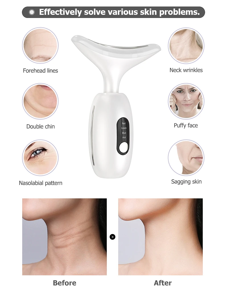 Masajeador facial y de cuello portátil, dispositivo de rejuvenecimiento de cuello, estiramiento de cara en v, envío de consulta para obtener gratis, venta al por mayor