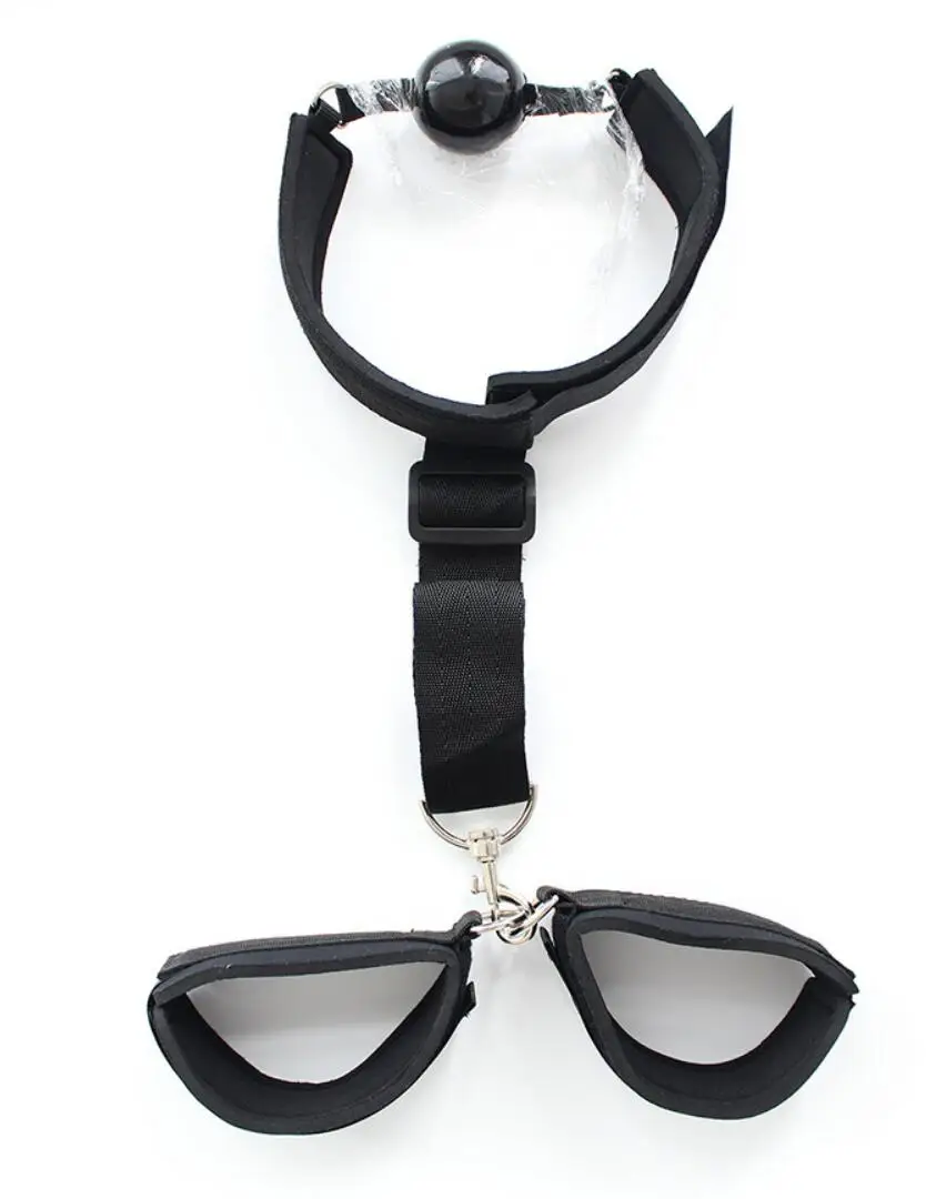 Adult Game Bondage rope Erotic Toy Fetish Sexy Bondage Restraint Hand Cuffs with Open Mouth ball gag harness for Couples S2671