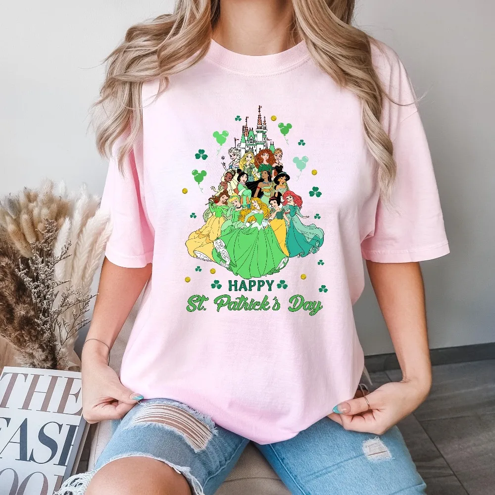 

Футболка принцессы Диснея на день Святого Патрика Рубашка принцессы на день Святого Патрика Рубашка «Волшебное королевство» Рубашка с замком Диснея