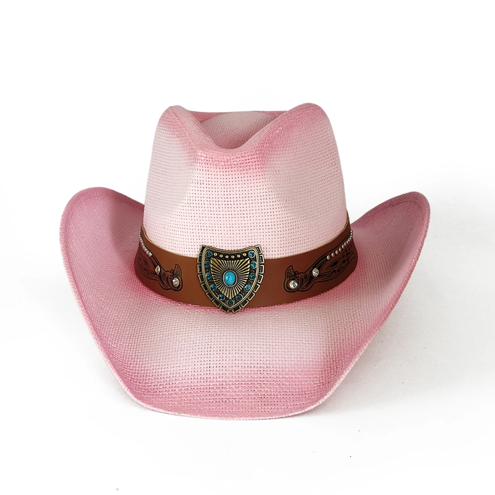 

Camouflage Summer Men's Women's Vintage Western Cowboy Hat Handmade Straw Weaving Beach Sun Hat Gentleman Lady Cowgirl Jazz Hat