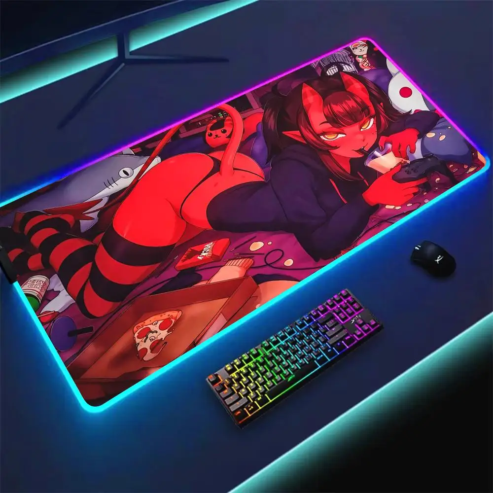 

RGB Mouse pad Sexy and lovely girl LED glow gaming mat rubber anti-slip Desk Mat gamer pc accessories Game keypad mousepad