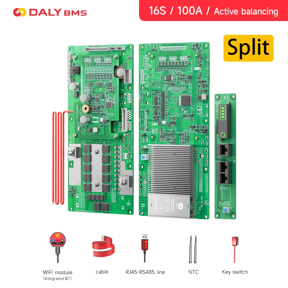 DALY Smart BMS Energie-omvormer BMS Actieve Balancer 8S 24V 16S 48V 100A Li-ion/Lifepo4 Batterij BMS voor Deye Victron Omvormer