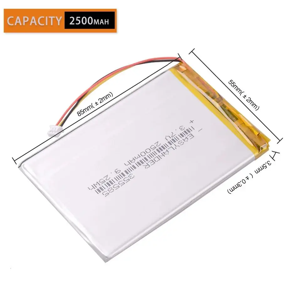 JST1.25mm 3pin 315586 3.7V 2500mAh Rechargeable Lithium Li-ion Polymer Battery For S11ND018A E-book (ONYX BBA10) 355585 305585