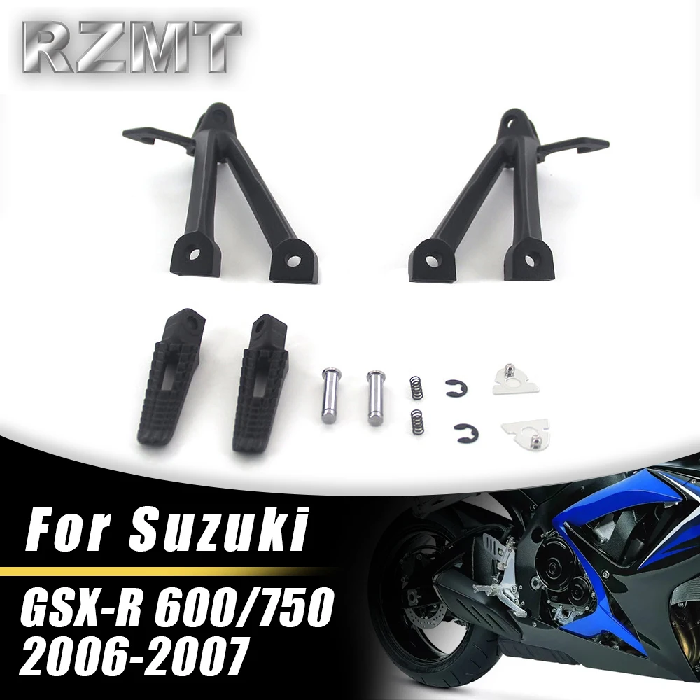 Motorcycle Folding Bracket Assembly Kit For SUZUKI GSX-R600 GSX-R750 2006-2007 Rear Foot Rests Pedal Accessories Parts SILVER