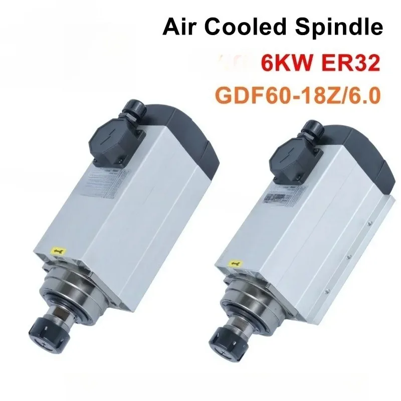 6kw 220v 380v Air Cooled Spindle Motor ER32 4pcs Bearings for Router Machine GDF60-18Z/6.0
