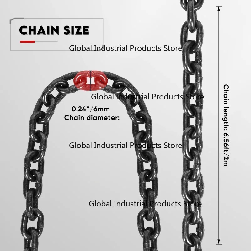 6.56ft/2m Chain with Hooks Alloy Steel Hooks,4 leg Chain Slings Engine Lift Chain Load Capacity 1000kg/4400lb
