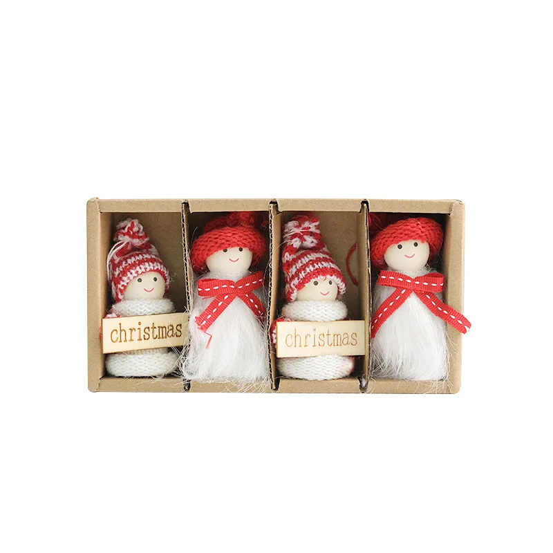 Christmas Tree Santa Claus Snowman Wool Felt Pendant Cute Doll Doll Set  Box Accessories Christmas Decorations