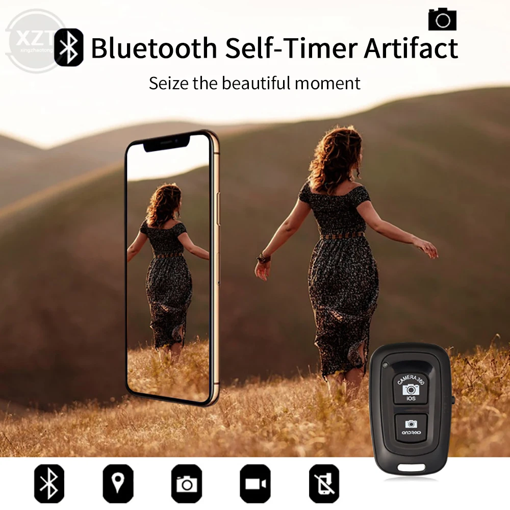 WIFI Wireless Bluetooth-compatible Remote Shutter Camera Shutter Self-timer with Battery for iPhone iOS for Samsung Android