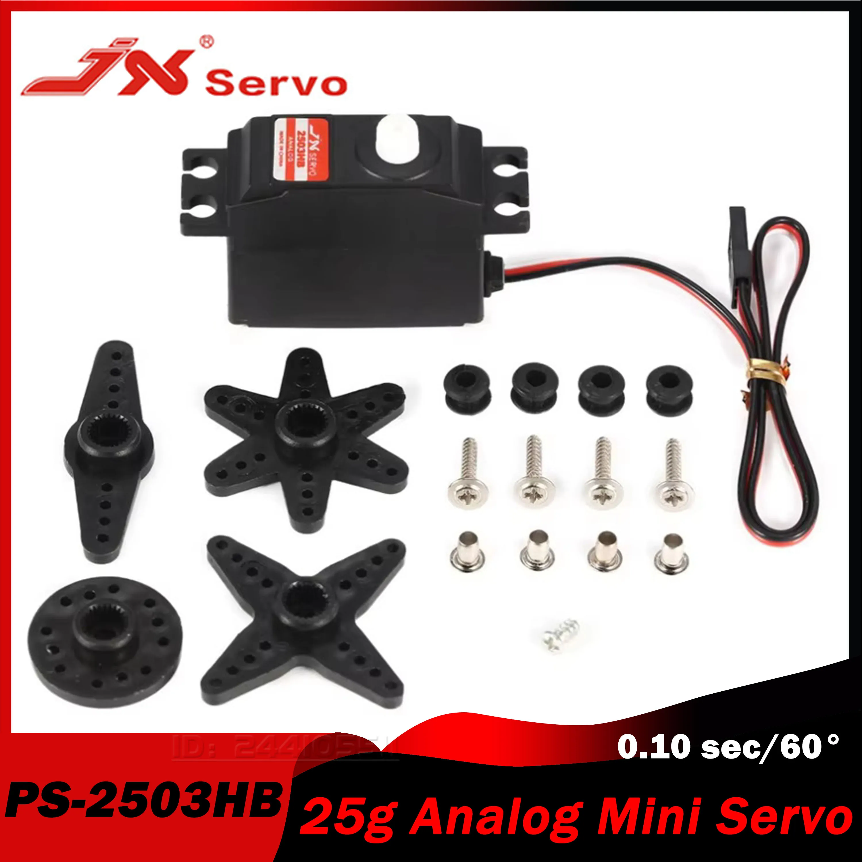 

JX 25g 3.35kg Mini Servo Plastic Gear Analog PS-2503HB 4.8V-6V 0.10 Sec/60° Core Motor for 1/12 RC Car Airplane Boat Robot Part