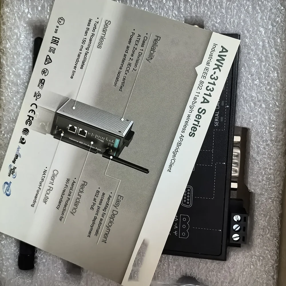 Industrial Wireless Client LAN1/LAN2 RS-232/422/485 Serial Port 9-30VDC  AWK-1137C-US