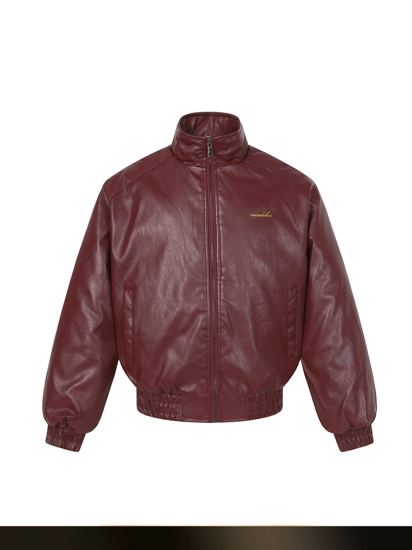 

Nted American Retro Embroidered PU Leather Windproof Cotton Jacket Men's Winter Loose Warm Short Style Cotton Coat