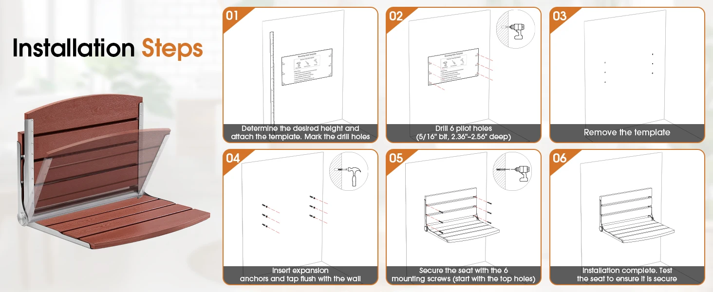 folding shower bench wall mounted