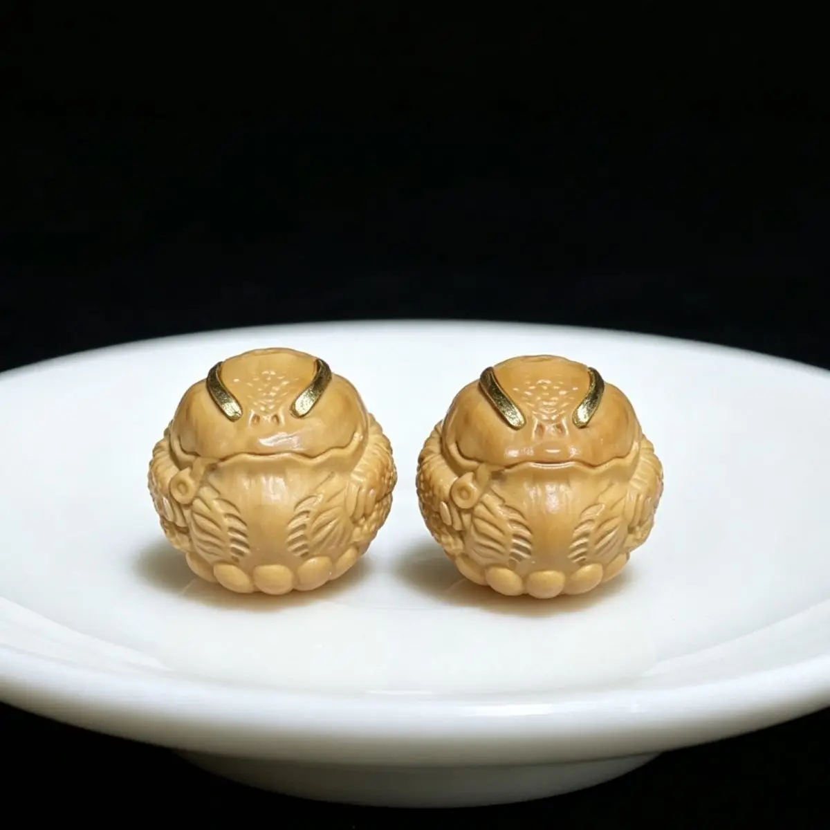 Monkey Head Walnut Carved Bead 2026 Handmade Double Knife Golden Toad Inlaid Single Bead For Diy Bracelet Pendant Fine Craft Chi