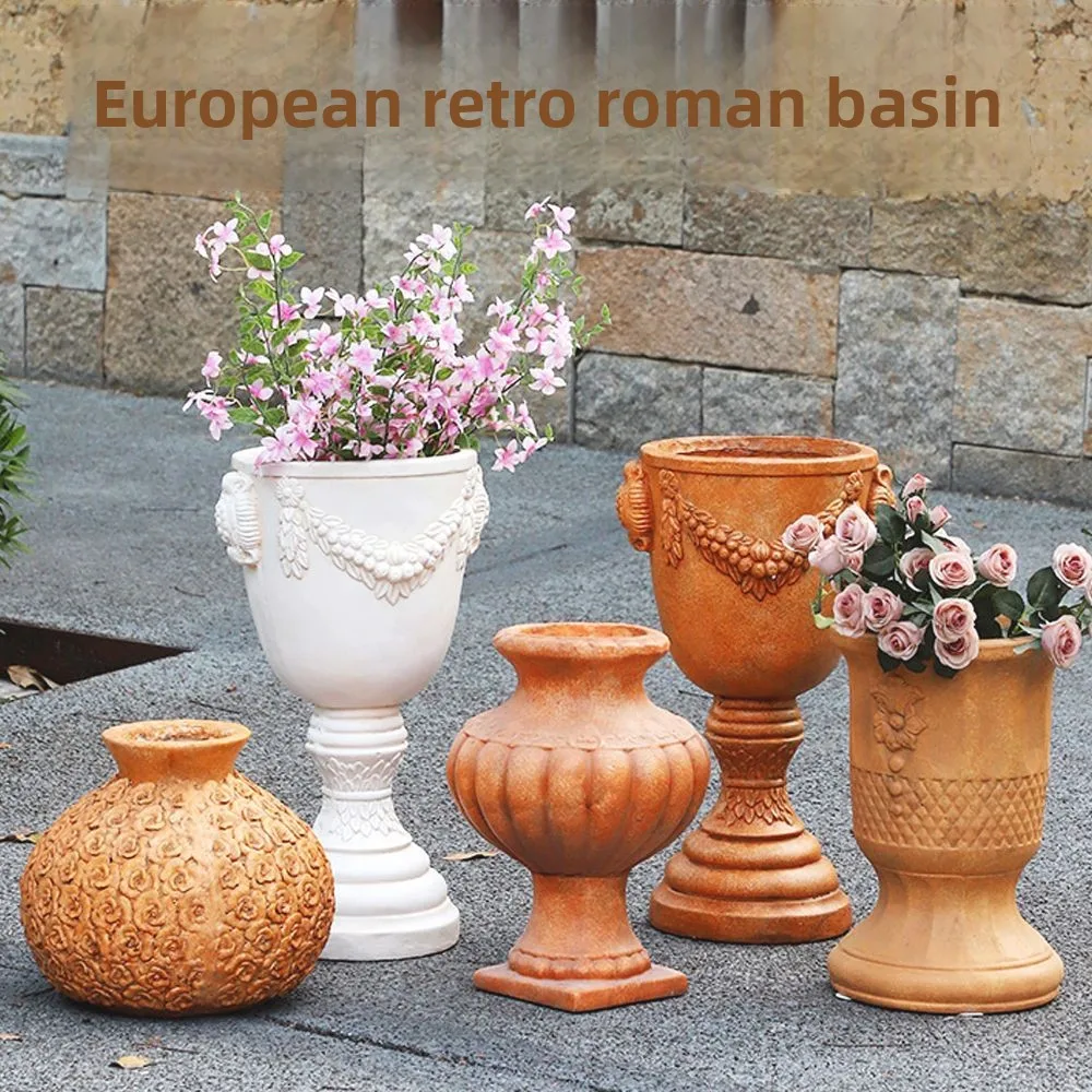 Floor Standing Large Flower Pot European Roman Trophy Goblet Succulent Planter For Indoor Balcony