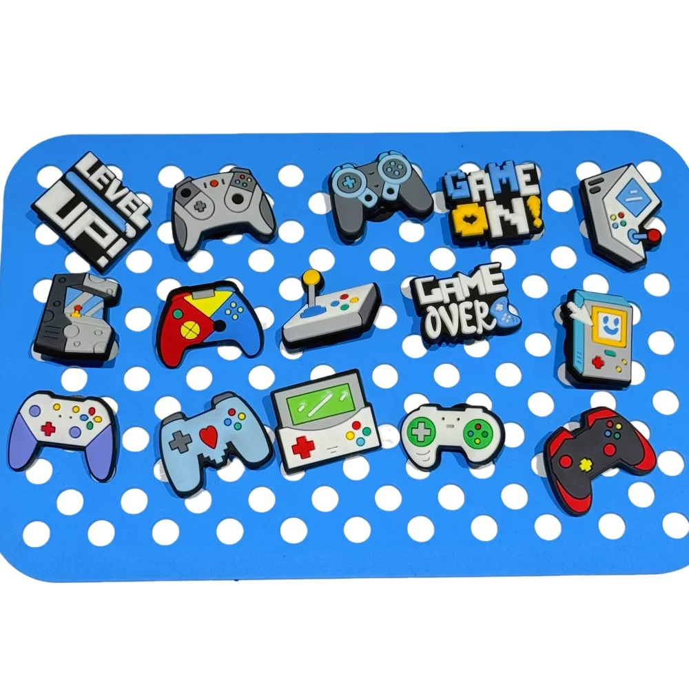 1-15Pcs Handheld Game Console Shoe Charms Level Up PVC Slipper Buckle Decorations For Children Party Presents