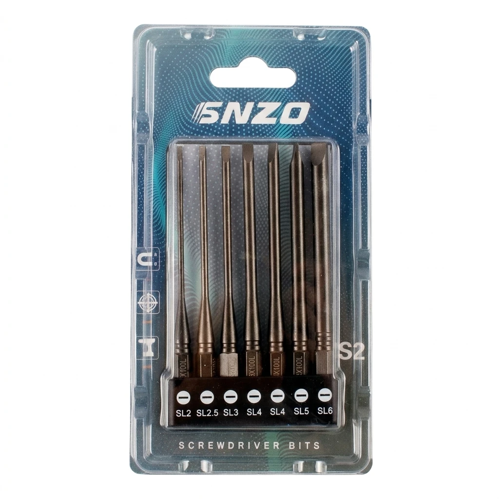 Magnetic Slotted Screwdriver Bits Durable for Automotive Repair S2 Alloy Steel Hex Shank Impact Rated Power Tool Accessories
