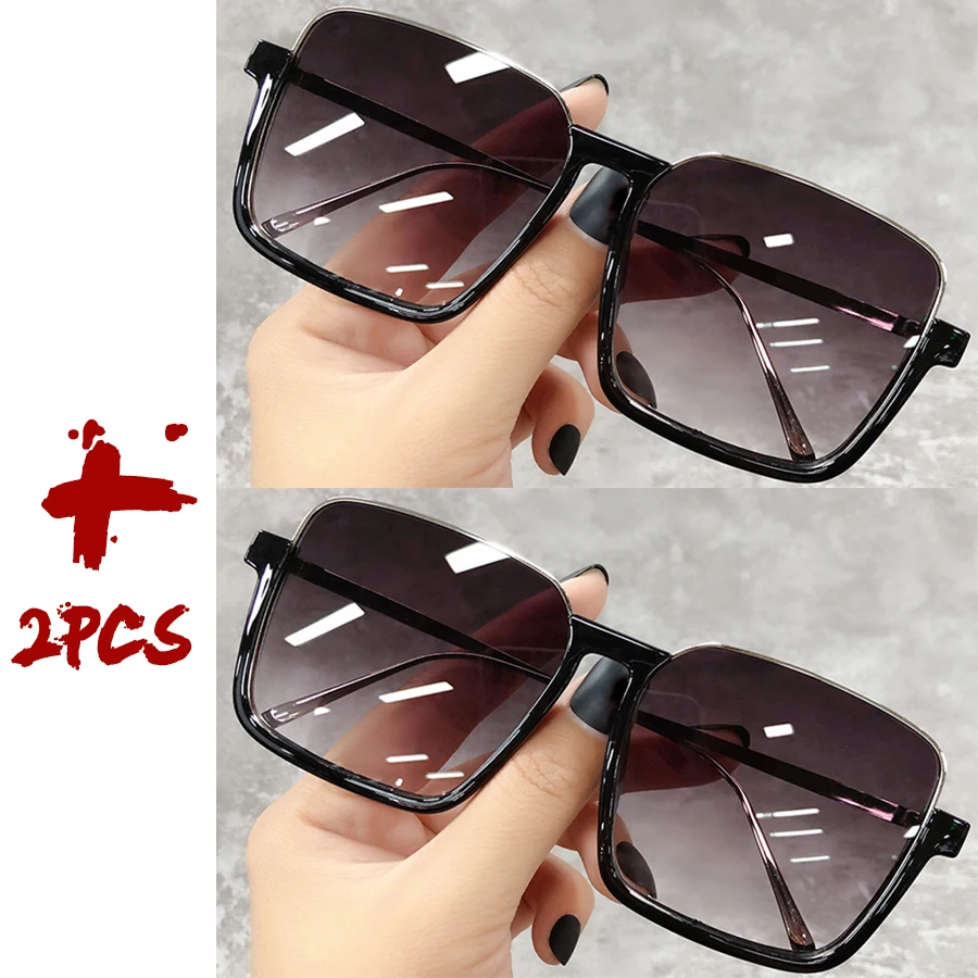 Sonnenbrille Damen 2026 – Große quadratische Fassung, luxuriöses Markendesign, Farbverlauf, Vintage-Sonnenbrille für Damen, Herren, Unisex – Detail 33