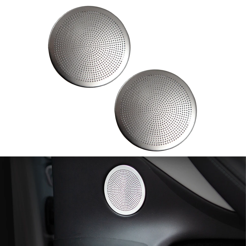 

2pcs For Tesla Model 3 2024 Car Interior Audio Speaker Cover Rear Door Tweeter Stainless Steel Loudspeaker Speaker Covers