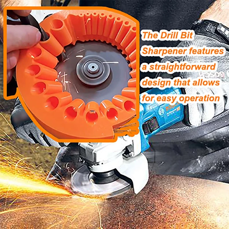 Anti-Stripping-Winkelschleifer, Bohrerschärfer, 2–13 mm, 20 Löcher, Metallgewindeeinsätze, passend für 115/125 Schleifmaschinen, Erneuerung alter Bits